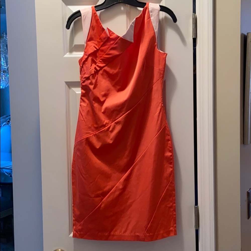 NWT orange glossy sleeveless dress